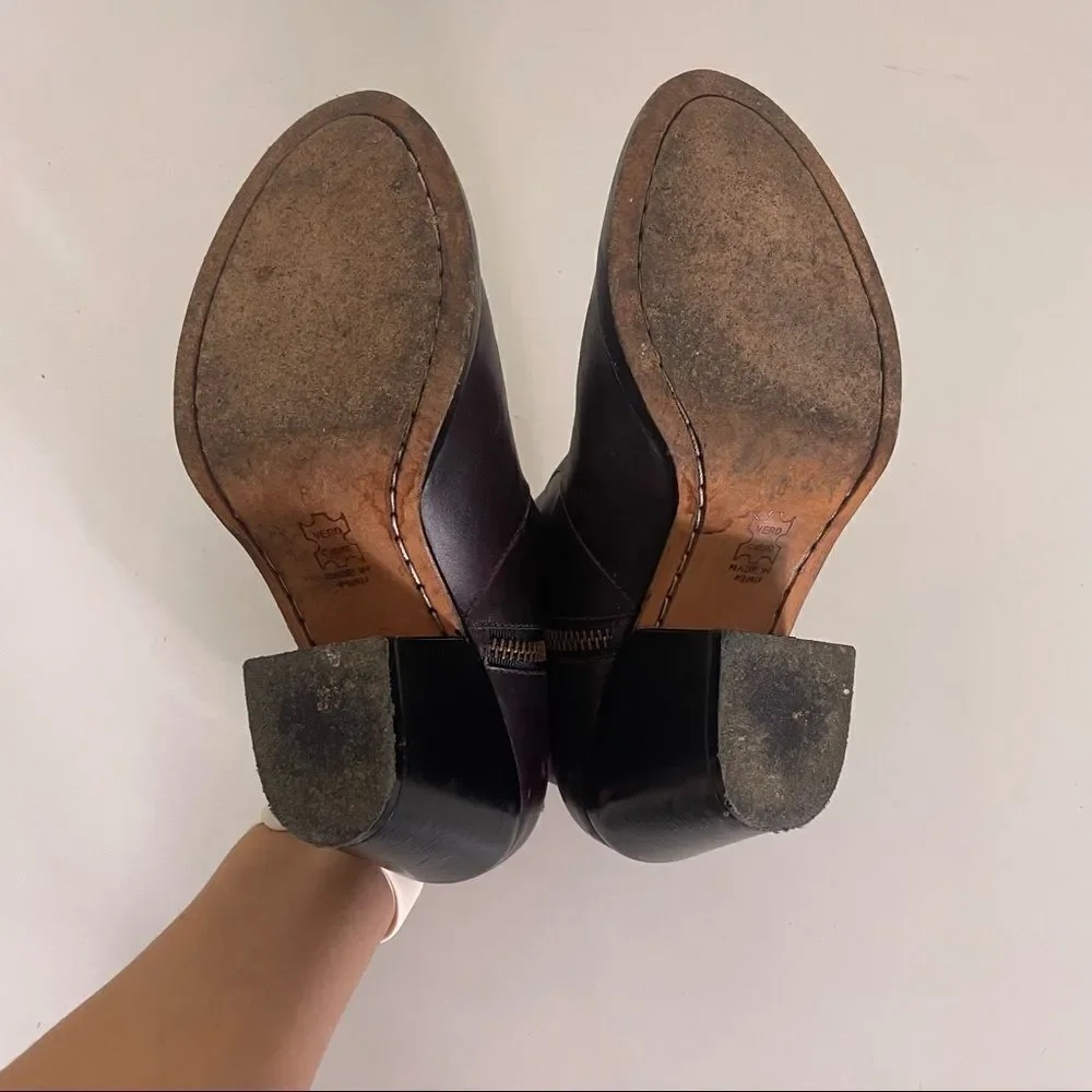 Fortress of Inca‎ Purple Leather Heeled Booties Women’s 6